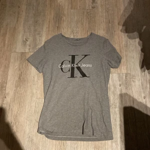 Grå t-shirt från Calvin Klein Jeans - Snygg grå t-shirt från Calvin Klein Jeans med stort svart CK-tryck och vit text på bröstet. Klassisk rund halsringning och korta ärmar. Skön passform och tillverkad i mjuk bomull. Perfekt för en clean och stilren look.