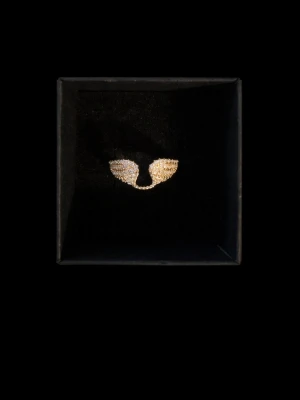 Guldfärgad ring med vingar - Unik guldfärgad ring med två vingar dekorerade med små gnistrande stenar. Ringen har en öppen design och passar perfekt för dig som gillar detaljer med lite edge och glamour.