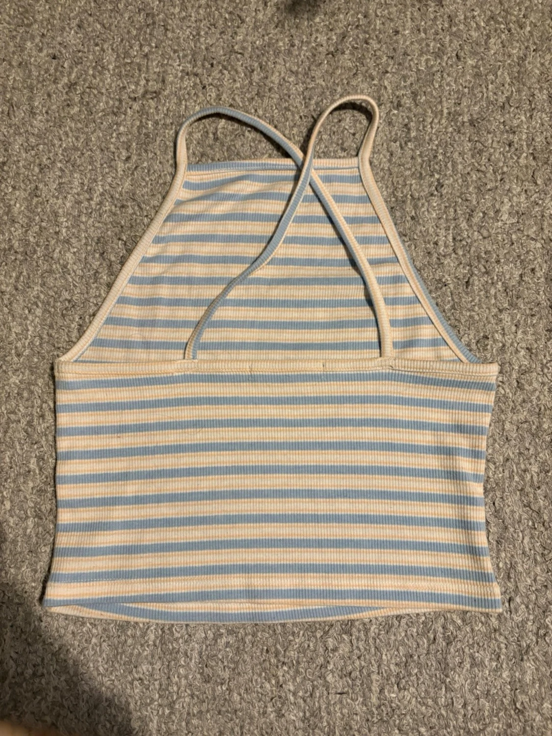 Dam randig ribbad linnetopp i pastell - 2