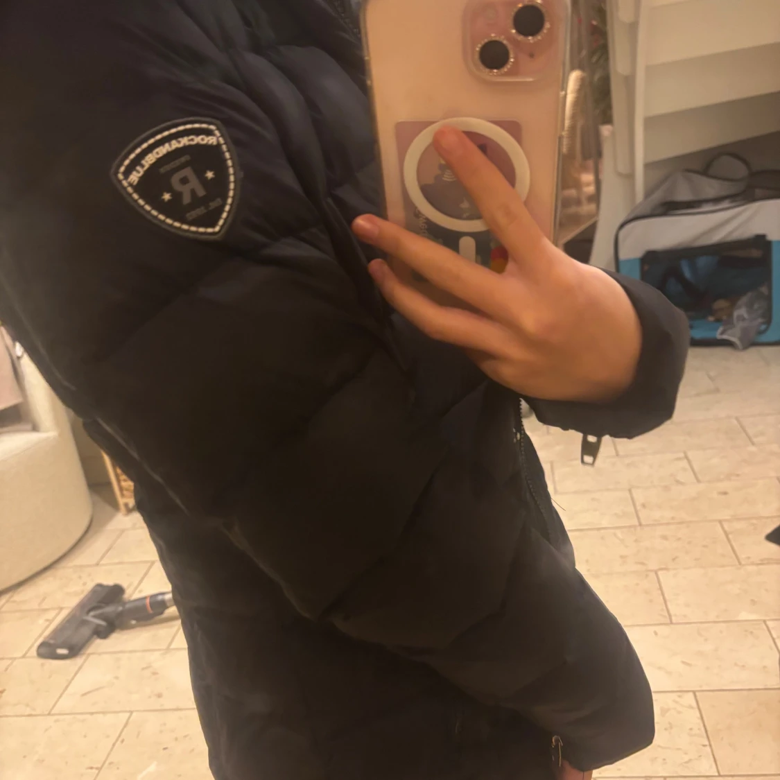 Svart lång pufferjacka Rockandblue - 2