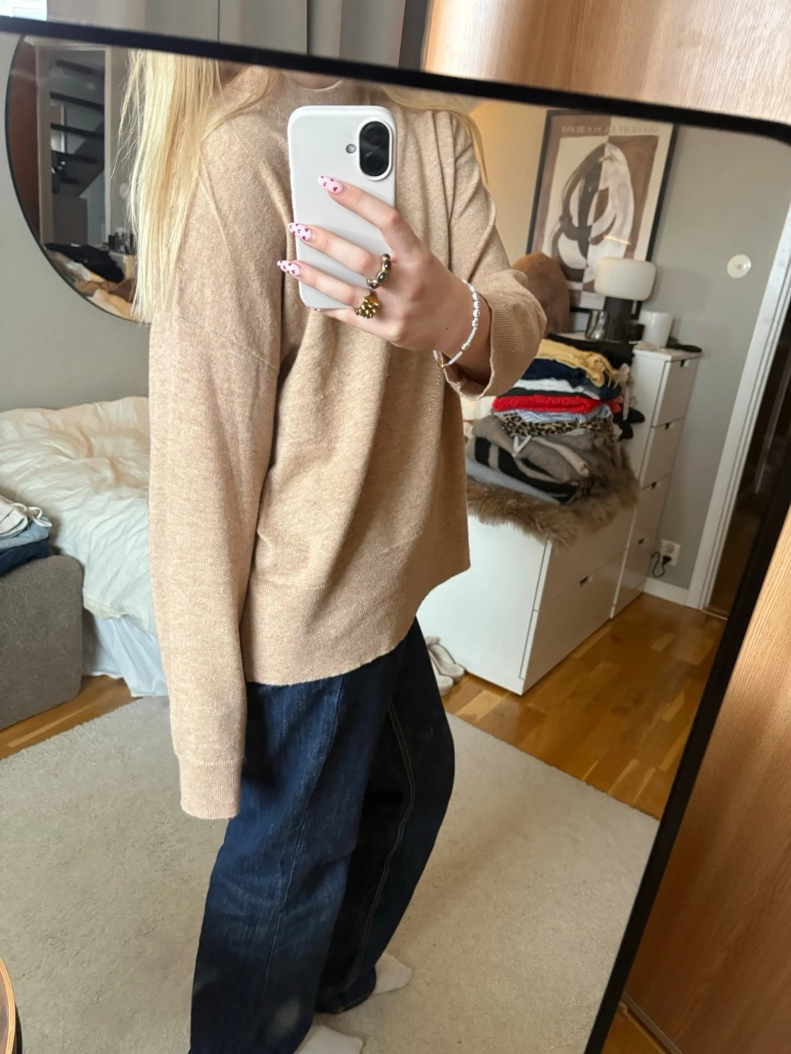 Beige stickad tröja - 1