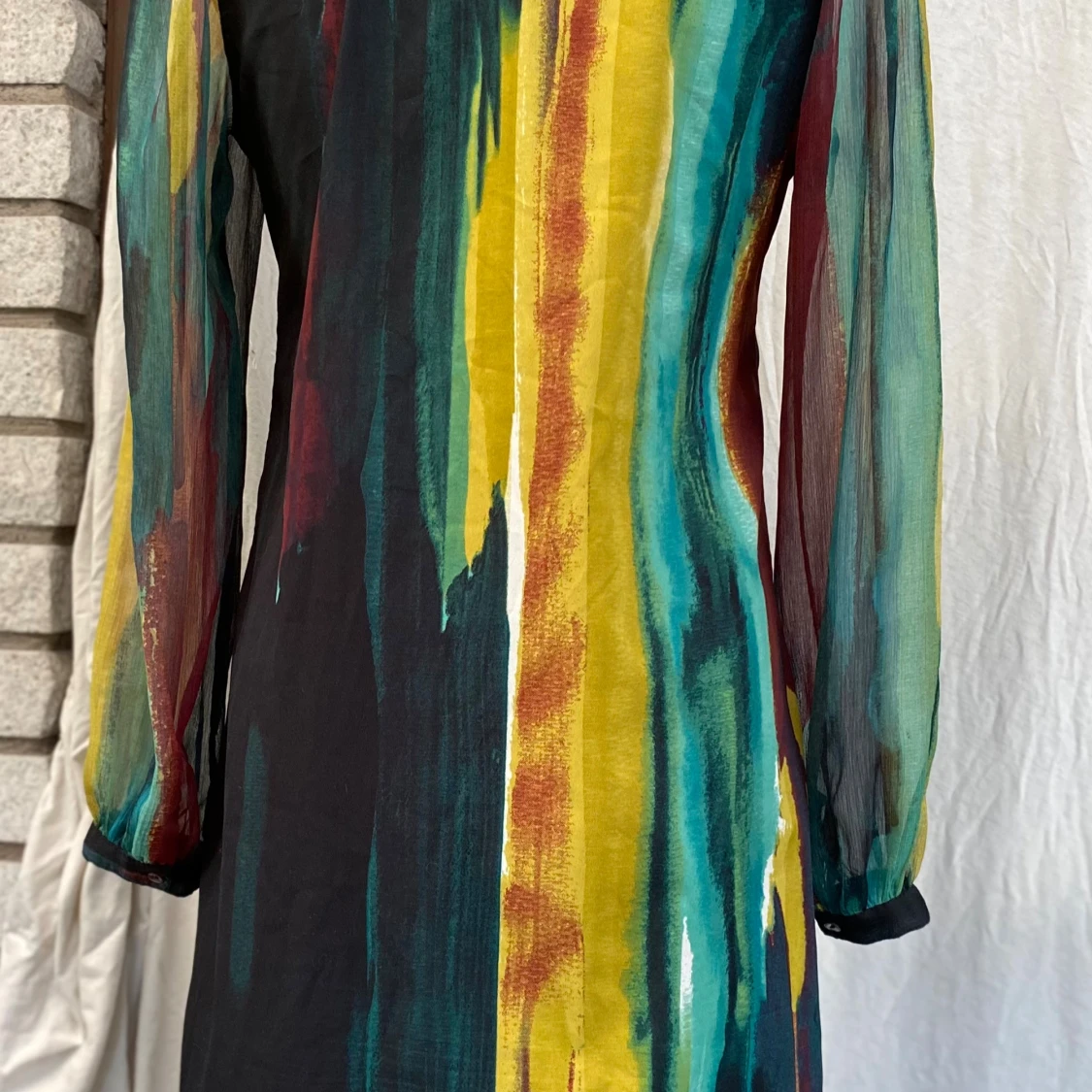 Färgstark långärmad klänning Indiska S - 2