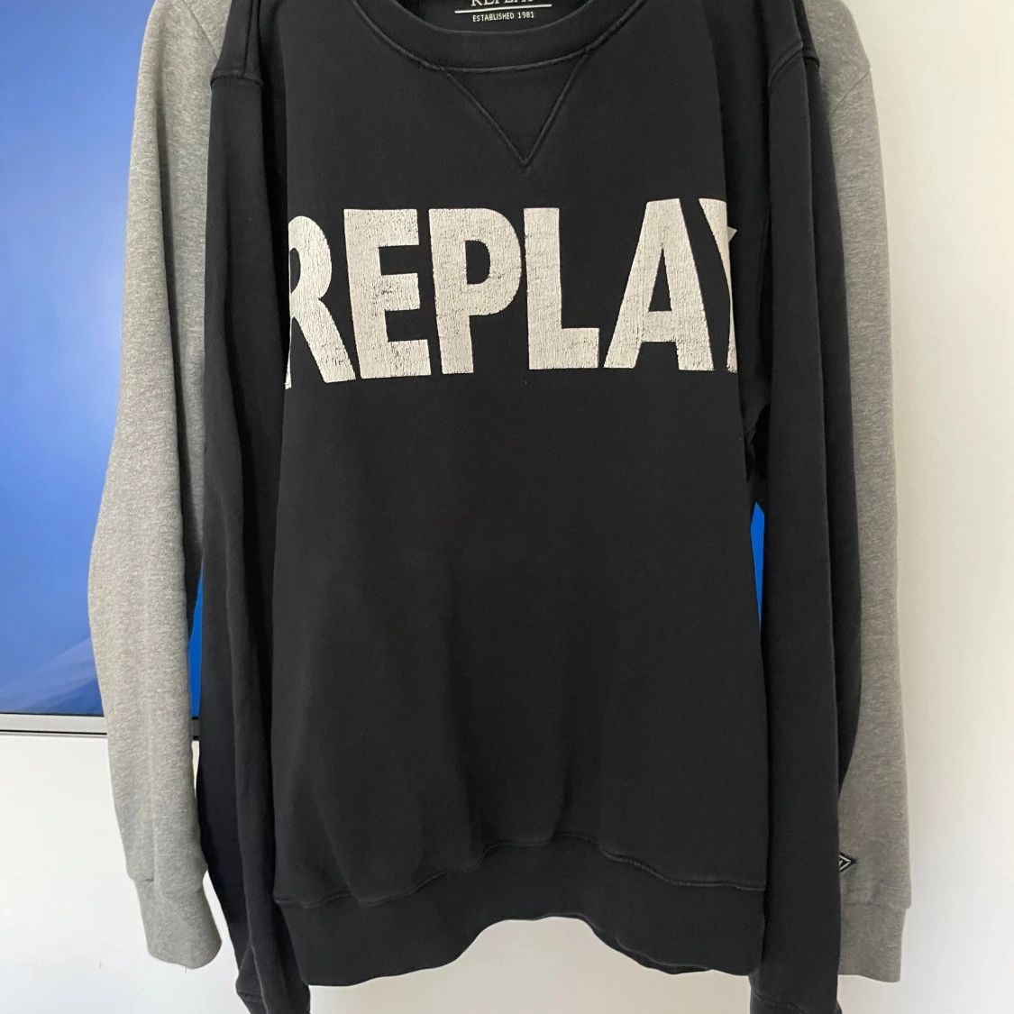 Replay crewneck tröjor i grått och svart