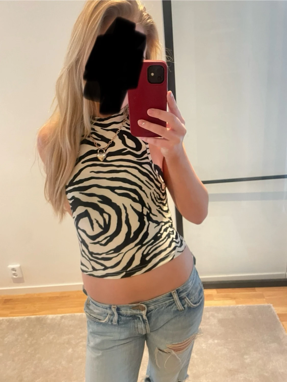 Zebramönstrad croppad linnetopp - 2