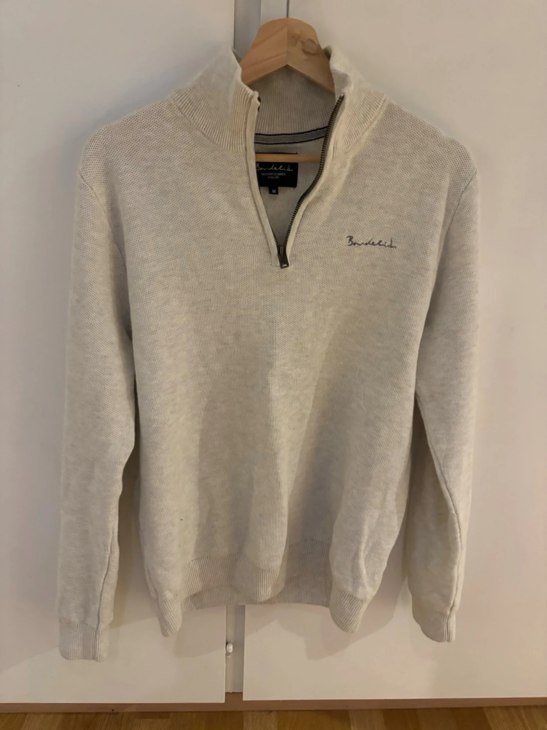 Ljusgrå half zip tröja Bondelid M - 1