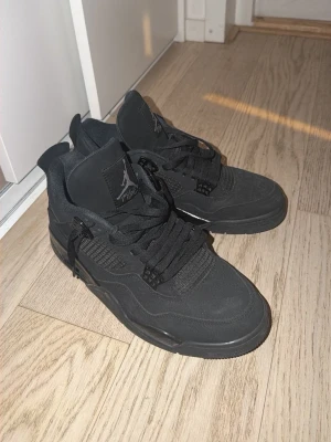 Svarta Nike Jordan 4 sneakers - Black cat J4, bra skick, pris kan diskuteras, storlek 46 passar 45 osså