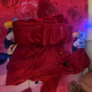 Röd hoodie från Juicy Couture - Säljer en snygg röd hoodie från Juicy Couture. Den har en dragkedja framtill och en praktisk huva. Perfekt för en avslappnad stil.