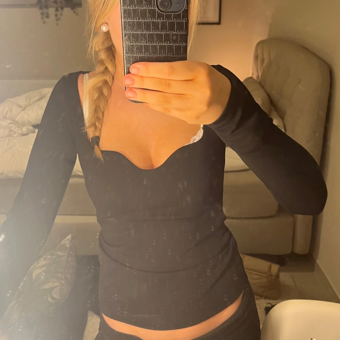 Svart långärmad topp