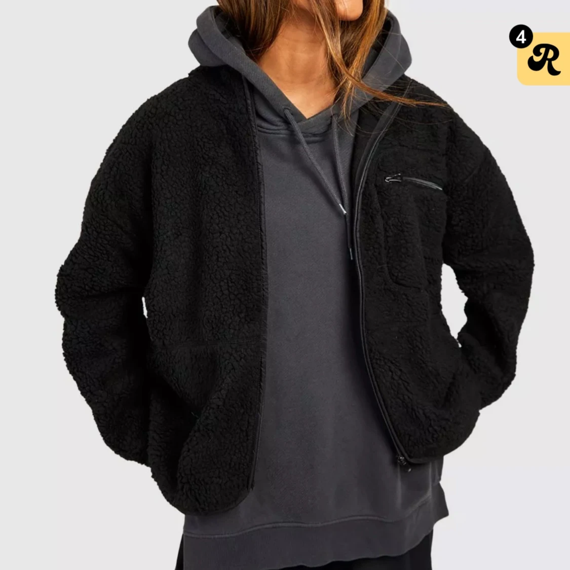 Svart Teddy jacka  - 92