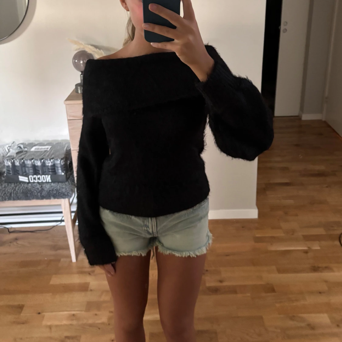 Svart offshoulder tröja - 90