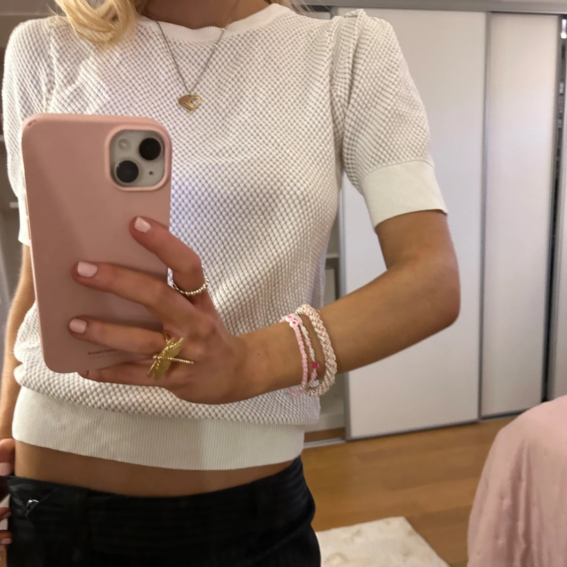 Vit kortärmad topp - 90