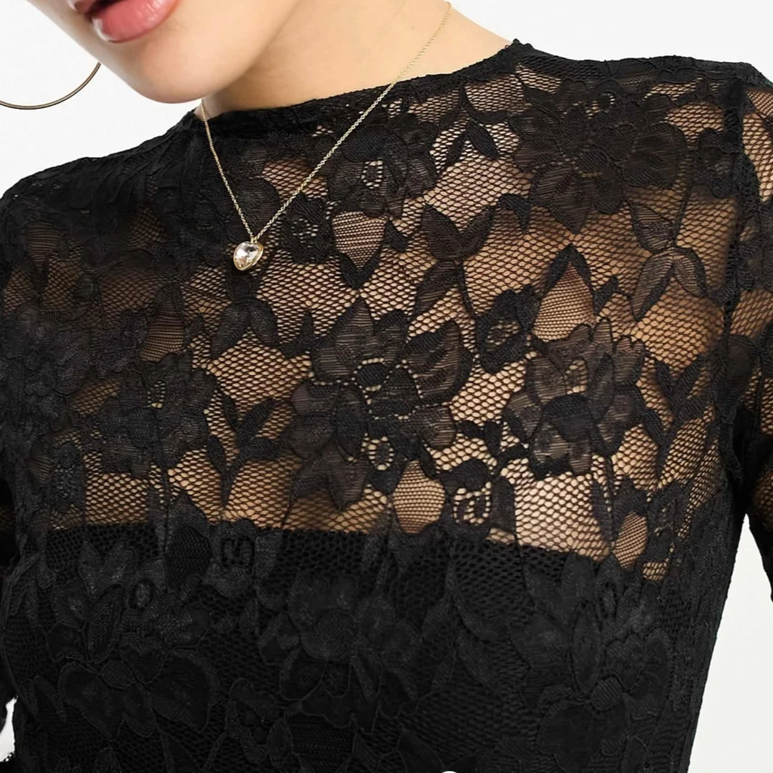 Svart spets topp + spetsbyxor - 91