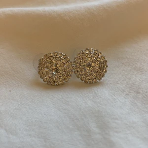 Glittriga örhängen i silver - Säljer ett par fantastiska glittriga örhängen i silver. De är runda och täckta med små gnistrande stenar som fångar ljuset perfekt. Perfekta för jul/nyår till din festoutfit eller för en glamorös kväll. De är i mycket bra skick, använda en gång