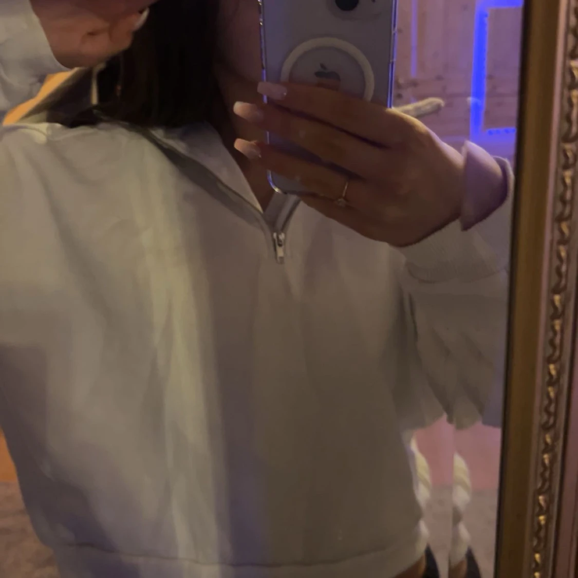 Vit tröja med dragkedja - 90