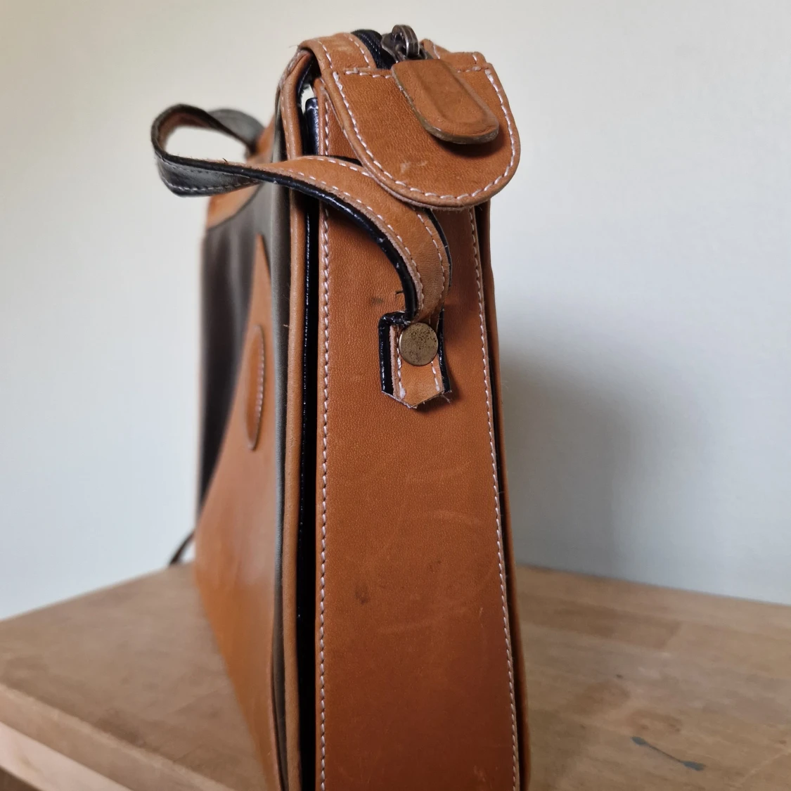 Vintage -Svart och brun axelväska med dragkedja (YSL - Osäker på äkthet!) - 93