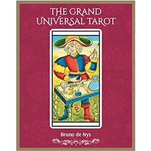 See the Marseille style Tarot beautifully brought to life with the Grand Universal Tarot. Author Bruno de Nys has created a stunning homage to a classic deck which has proven, through the centuries, to bring clarity to situations and show us that we have the ability to shape our future based on the choices we make in the present. This beautiful deck provides a straightforward way to forecast fate for yourself and others, help reflect and explore new perspectives, and relieve stress. Featuring rich illustrations, the deck’s strong symbols will engage and help the reader on the journey to understanding and self-discovery. The accompanying guidebook explains the origins and evolution of the Tarot as a divinatory art and the empowering experience it offers. It features unique spreads including the author’s revolutionary “cut” method for using the Celtic Cross with numbers, as well as other approaches that help the reader get familiar with this foundational divination tool and begin to appreciate the Tarot like never before.