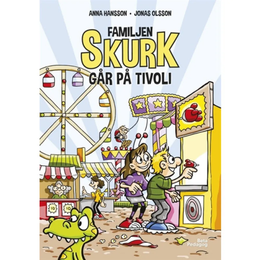 Familjen Skurk besöker ett tivoli för första gången. Mamma Skurk försvinner, Rex måste låtsas vara en hund, och Mozart och Flora får inte åka karusell i fred. Och pappa Skurk slösar bort så mycket pengar att de kanske inte ens har råd med sockervadd.  Om bokserien: Familjen Skurk har flyttat till jorden från en annan planet, och de gör sitt bästa för att smälta in bland människorna. Det går ganska bra, men det är inte alltid så enkelt att ta efter alla konstiga vanor som jordlingarna har. Böckerna är lättlästa (lix 19-20) och passar barn i åldern 6-9 år.  Anna Hansson är utbildad lärare och skriver böcker som hon själv hade velat läsa som barn. Spännande, fantasifulla och roliga.  Jonas Olsson är serietecknare och barnboksillustratör. Hans bilder är välgjorda, färgglada och humoristiska.  Provläs boken på www.betapedagog.se.    Format Inbunden   Omfång 30 sidor   Språk Svenska   Förlag Beta Pedagog AB   Utgivningsdatum 2018-04-20   Medverkande Jonas Olsson   ISBN 9789188009654  . Böcker.