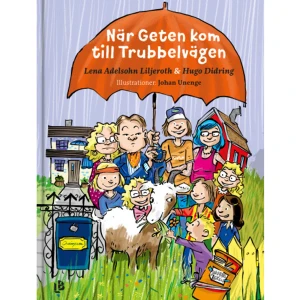 När Geten kom till Trubbelvägen (bok, kartonnage) - "När geten kom till Trubbelvägen är en rolig barnbok som passar för högläsning. Johan Unenges färgrika och skarpt linjerade bilder återger texten och förhöjer humorn excellent." Anna Bjurström, BTJPå Trubbelvägen i den lilla staden Småköping bor familjerna Snubbelgren och Klantström. Deras hus ser inte ut som andra hus i staden och de gör heller inte riktigt som andra familjer gör. Nära Trubbelvägen ligger Lugna gatan. Där bor familjerna Prächtig och Ordningson. De är noga med att allt ska vara perfekt. Herr Ordningson klipper till och med gräsmattan med nagelsax. På Trubbelvägen händer ofta märkliga saker. Det tycker i alla fall föräldrarna på Lugna gatan. Barnen vill gärna leka med sina grannar på Trubbelvägen, men deras mammor och pappor vill inte att de ska smutsa ned sig och lära sig konstiga saker. Men så en dag kommer det en get till Trubbelvägen och ingenting blir som förr. LENA ADELSOHN LILJEROTH är journalist och före detta kulturminister. Hon har tidigare skrivit en bok för barn i åldern 6-9 år med sin man. När Geten kom till Trubbelvägen fantiserade hon ihop tillsammans med sitt barnbarn Hugo. För Lena och hennes familj är läsning vägen till ett rikare språk och förståelse för andra.    Format Kartonnage   Omfång 34 sidor   Språk Svenska   Förlag Louise Bäckelin Förlag   Utgivningsdatum 2023-10-27   Medverkande Johan Unenge   Medverkande Hugo Didring   ISBN 9789177996361  