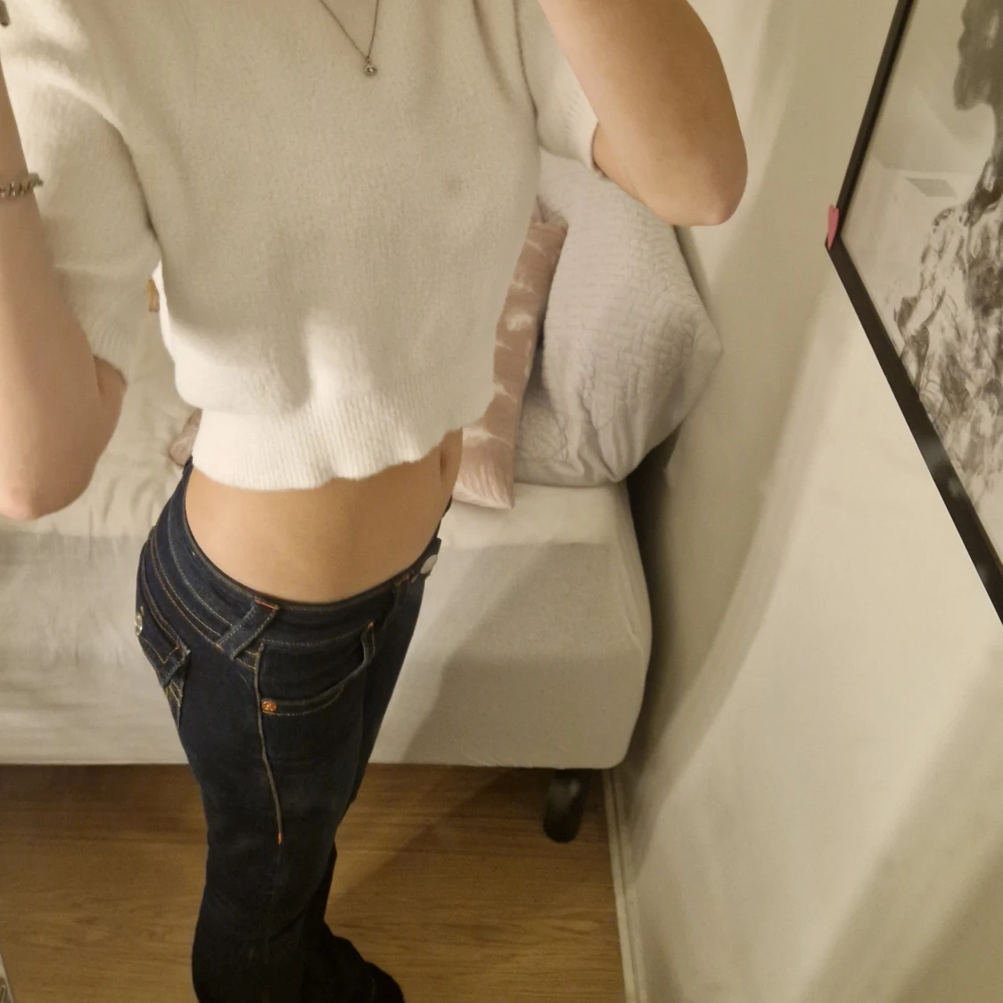 Vit stickad tröja - 90