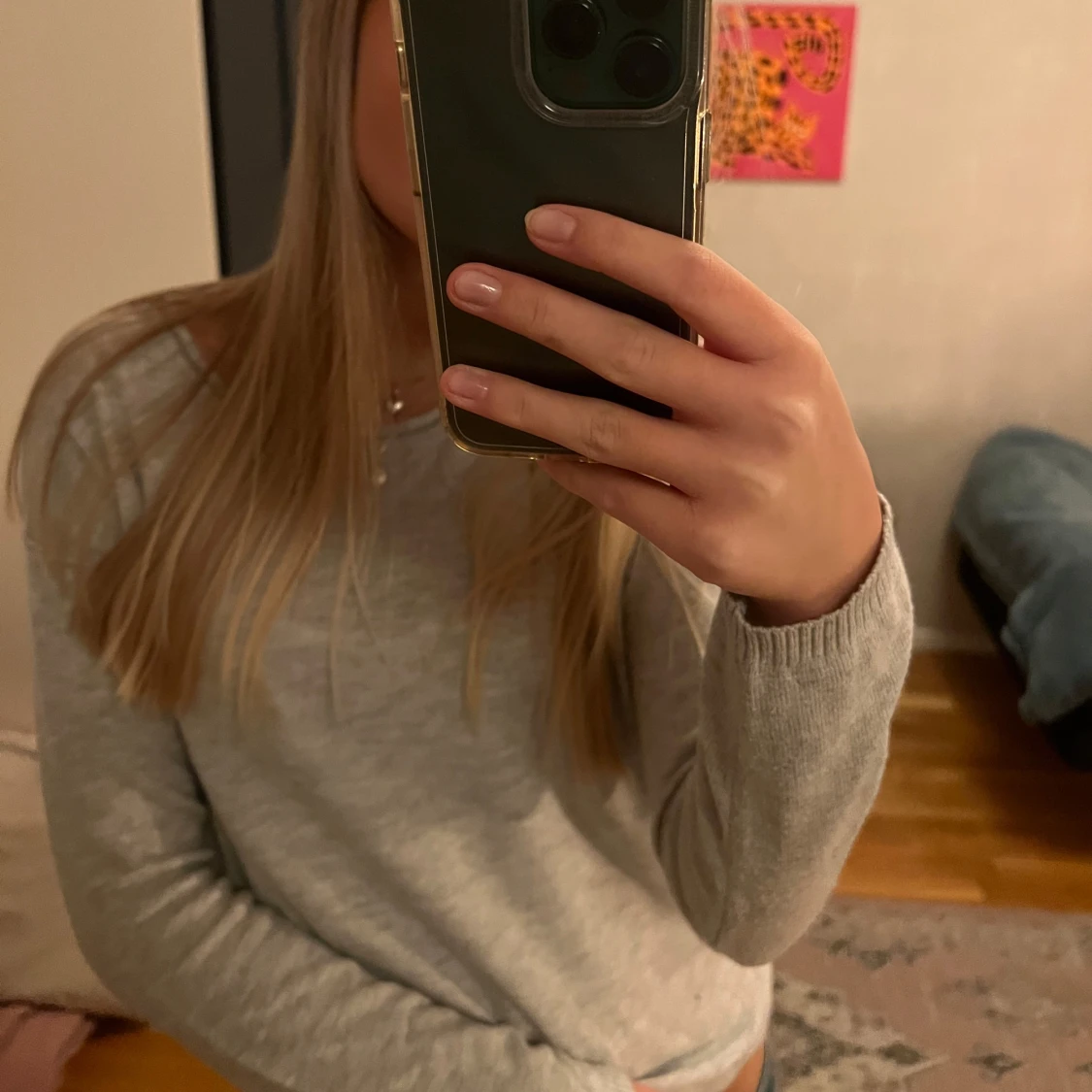 Grå finstickad tröja - 91