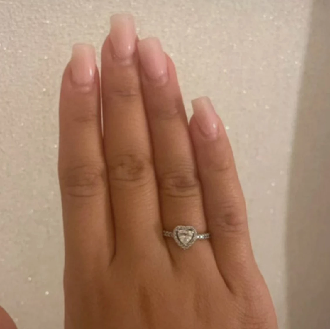 Pandoraring med hjärtformad sten (äkta) - 2