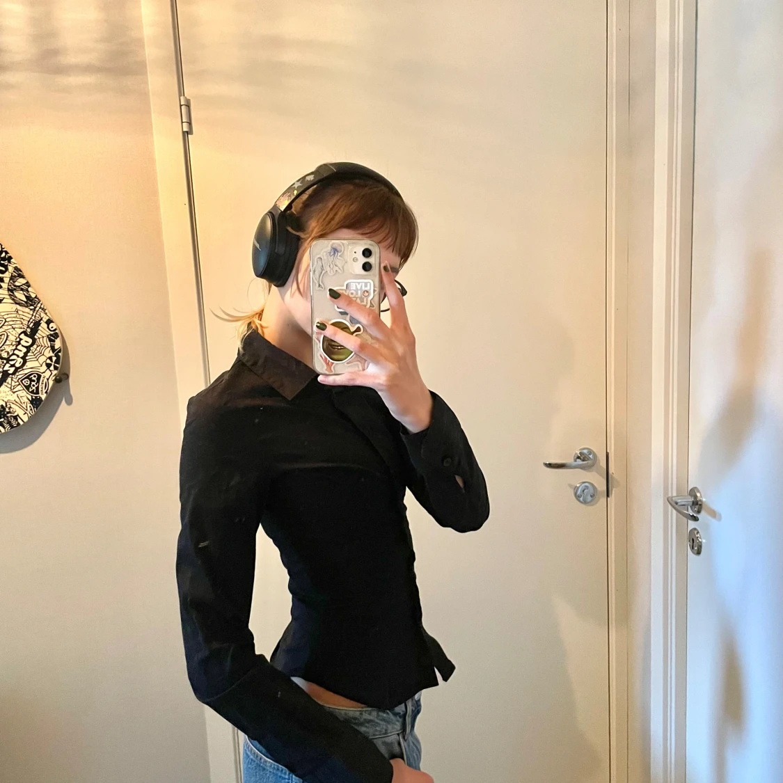 Svart skjorta med knappar - 90