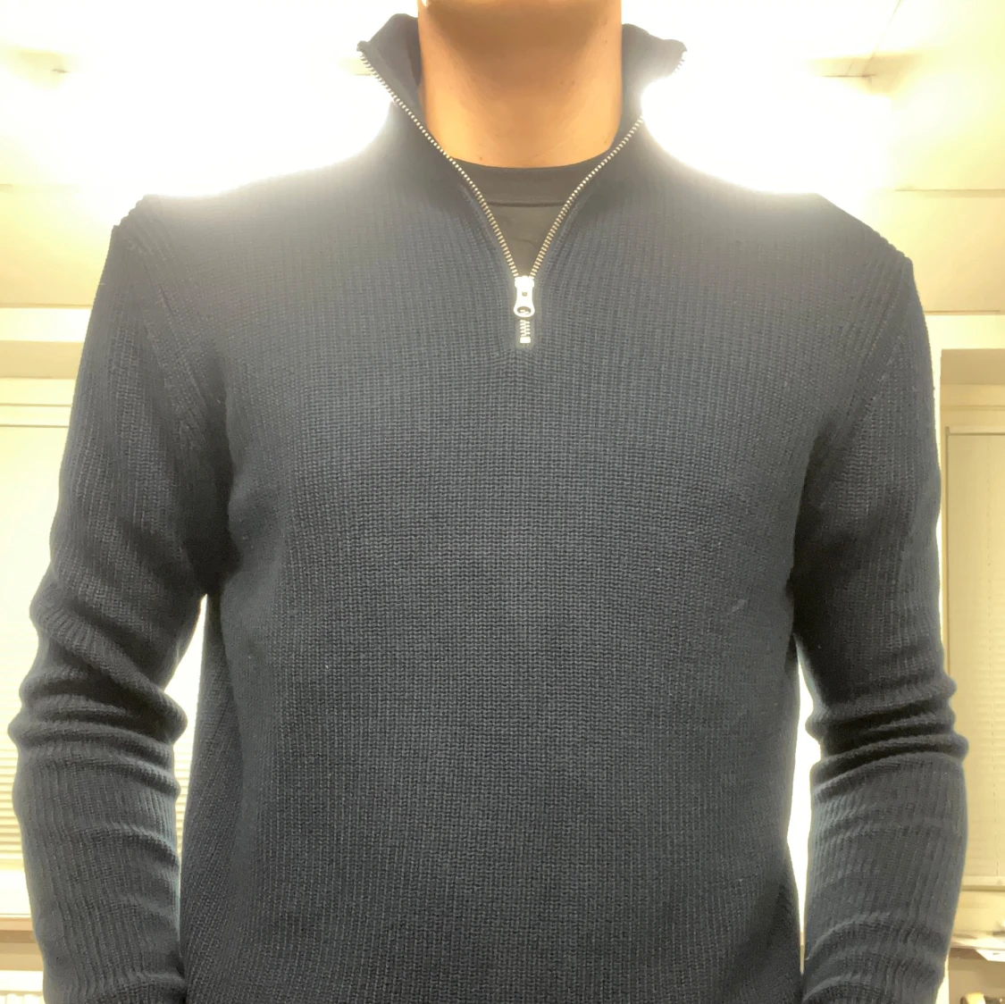 Marinblå quarterzip 