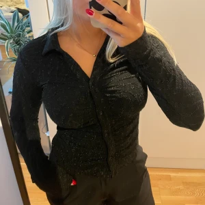 Zebramönstrad blus - Zebraglittrig mönstrad skjortblus. Använd men i bra skick💕har dock ryckt bort lappen så vet inte storleken men skulle säga 36/38