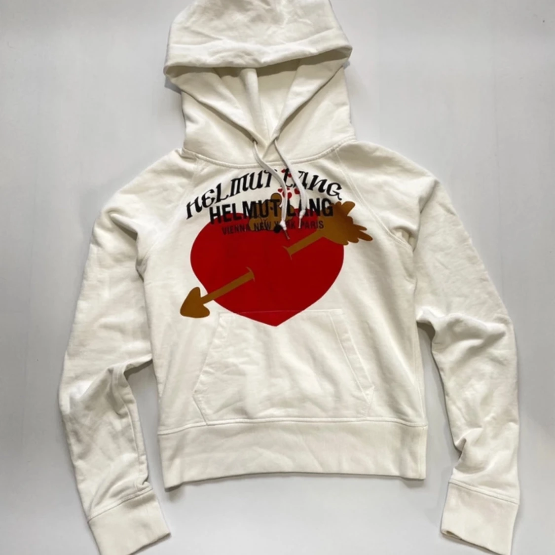 Vit hoodie från Helmut Lang med tryck - 90