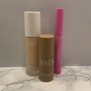 Sminkset från IsaDora - Säljer ett sminkset från IsaDora som innehåller en foundation i färgen 1N, 30 ml och är endast testad en gång, ett contour stick i färgen 30 cool beige och bara testad på handleden och the high inpact lenght &lift mascara i färgen 10 black som är helt oanvänd. Säljer då det tyvärr är fel färger eller aldrig har kommit till användning💗totala värdet är 567 kr