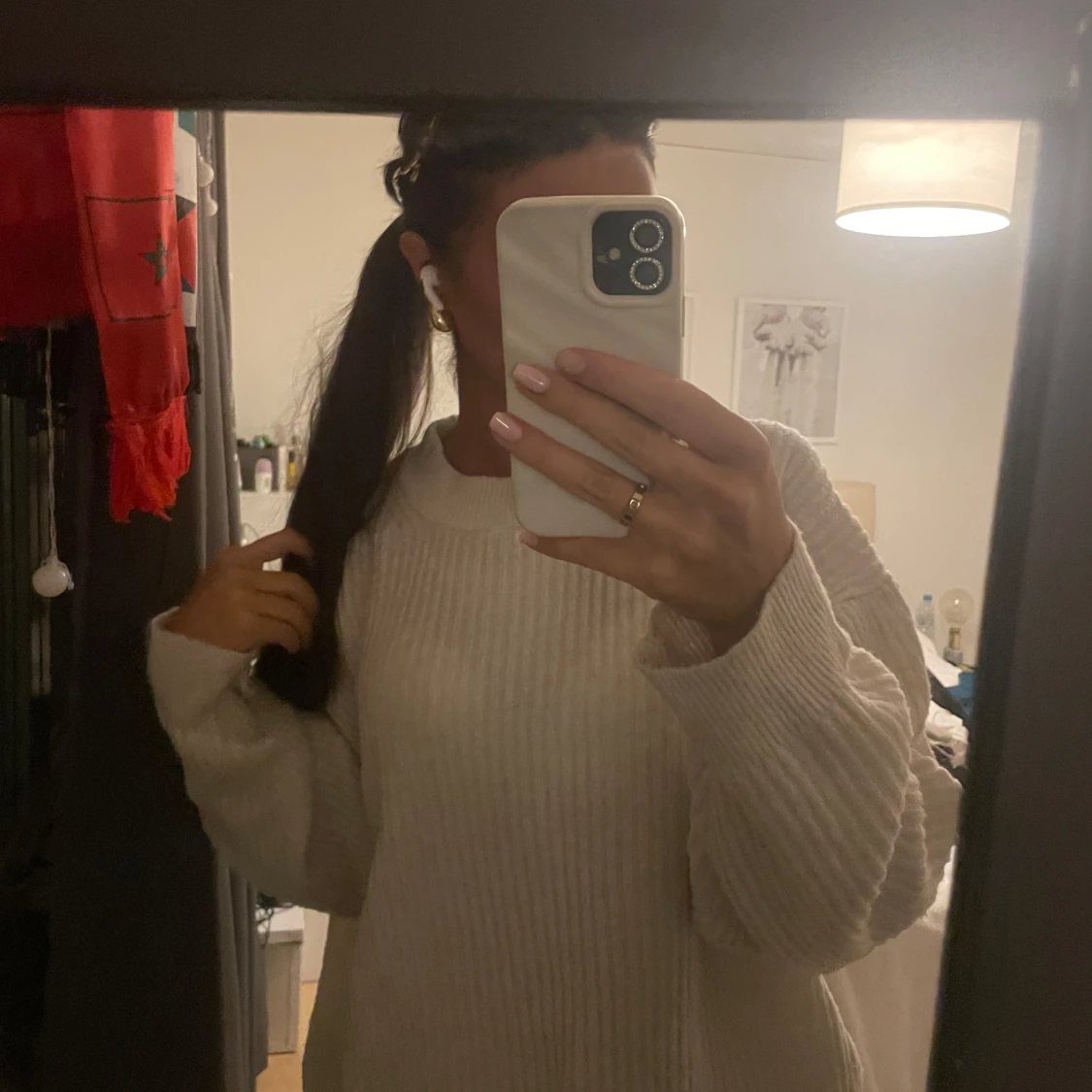 Beige stickad tröja - 90