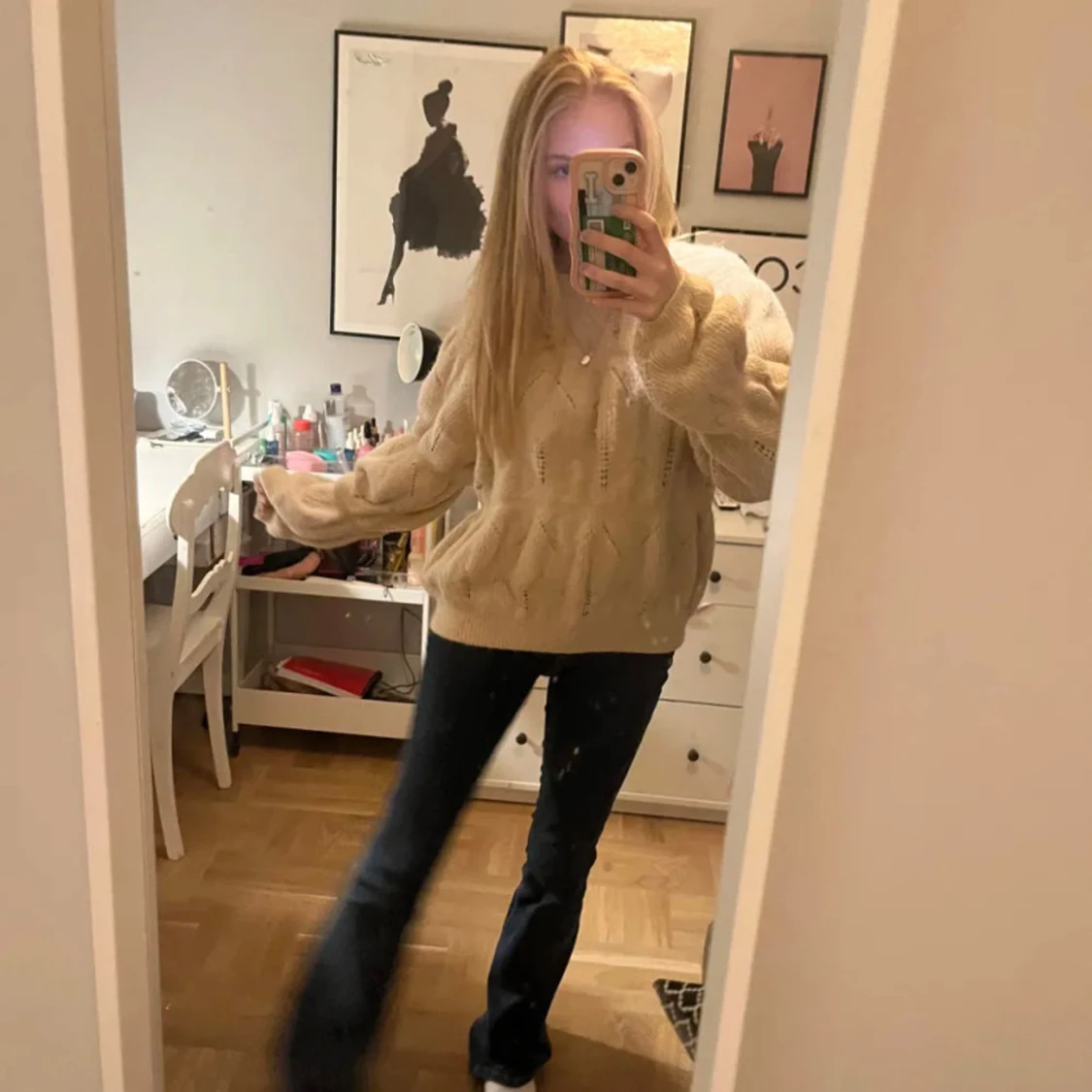 Beige/rosa stickad tröja💗 - 92