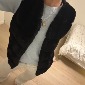 Svart pälsväst från Noisy May - Säljer en supermjuk och stilren svart pälsväst från Noisy May. Perfekt för att hålla sig varm och snygg under höst och vinter. Västen är i mycket bra skick och passar perfekt över en tröja eller blus. 🖤