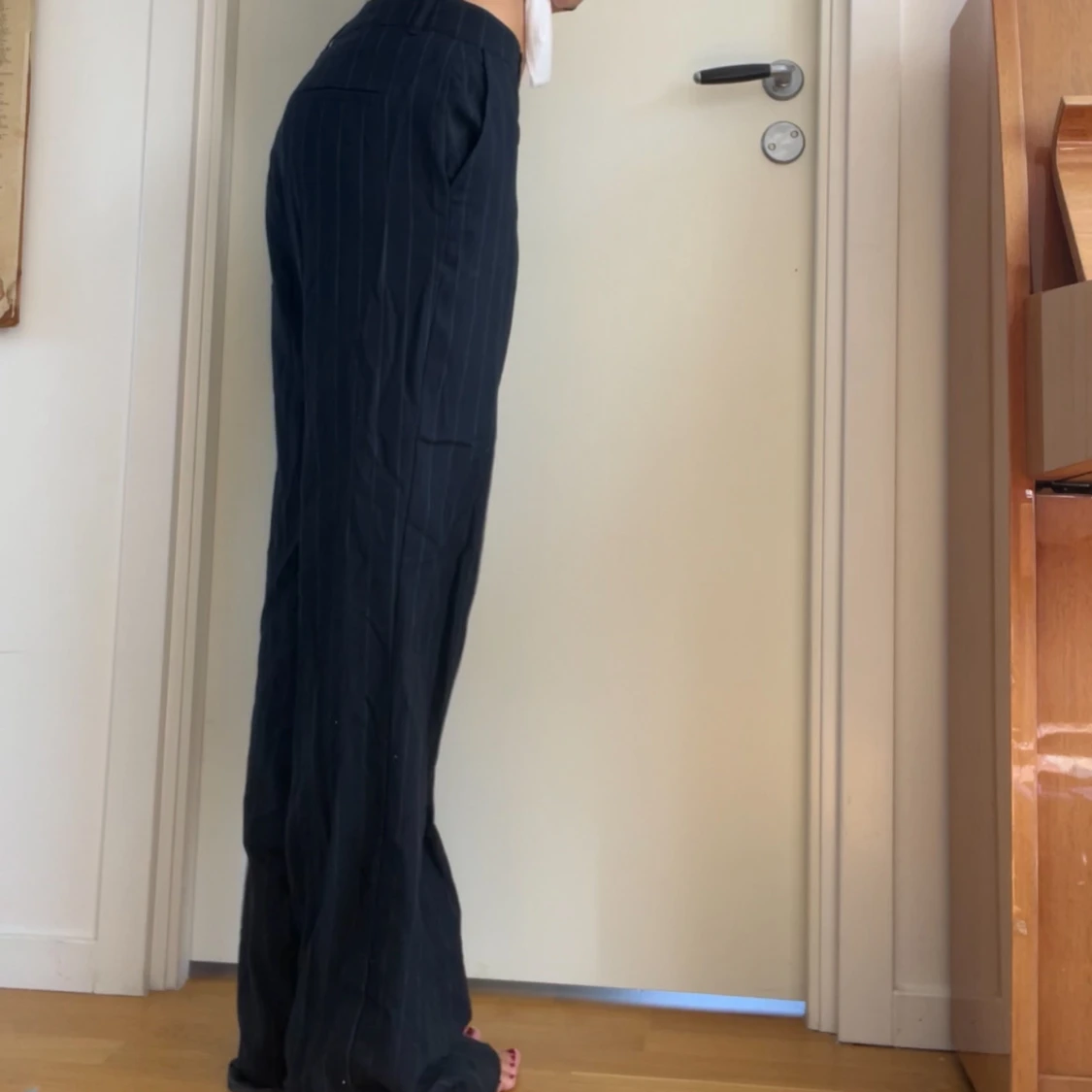 Randiga blåa kostymbyxor  - 90