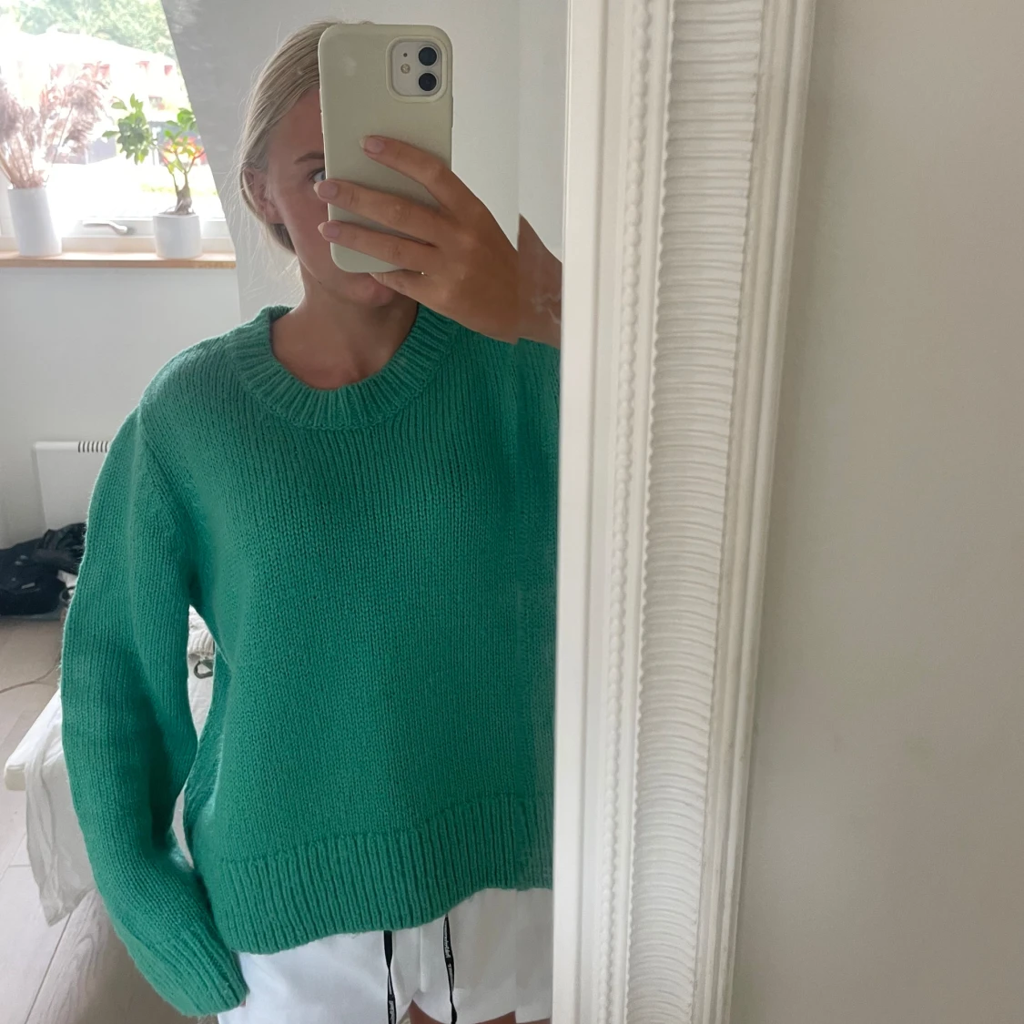 Grön oversize stickad tröja  - 92