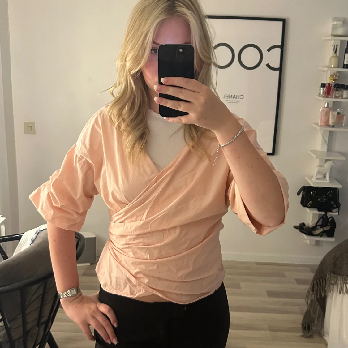 Ljusrosa omlottopp - 90