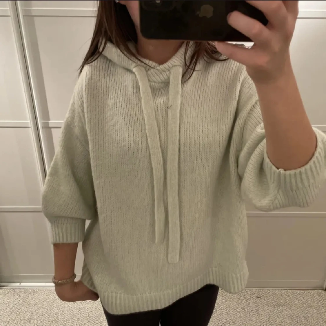 Stickad hoodie med Trekvartsärm - 90