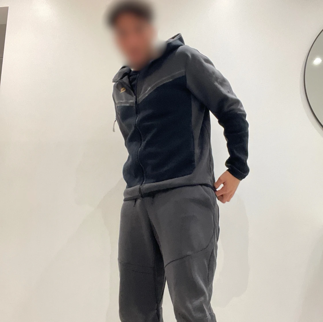 Nike tech fleece tracksuit grå svart