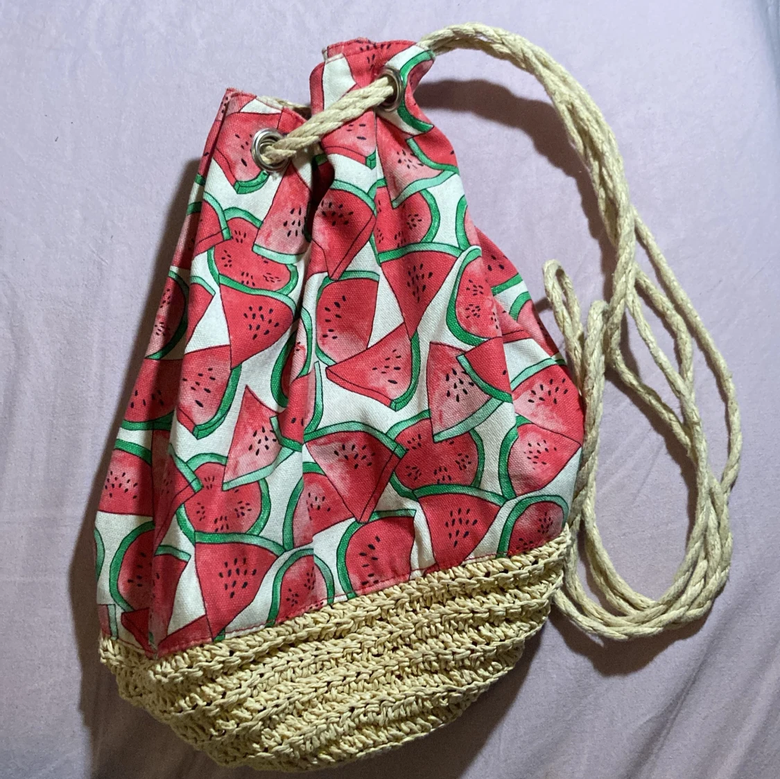 Vattenmelonmönstrad ryggsäck/axelväska