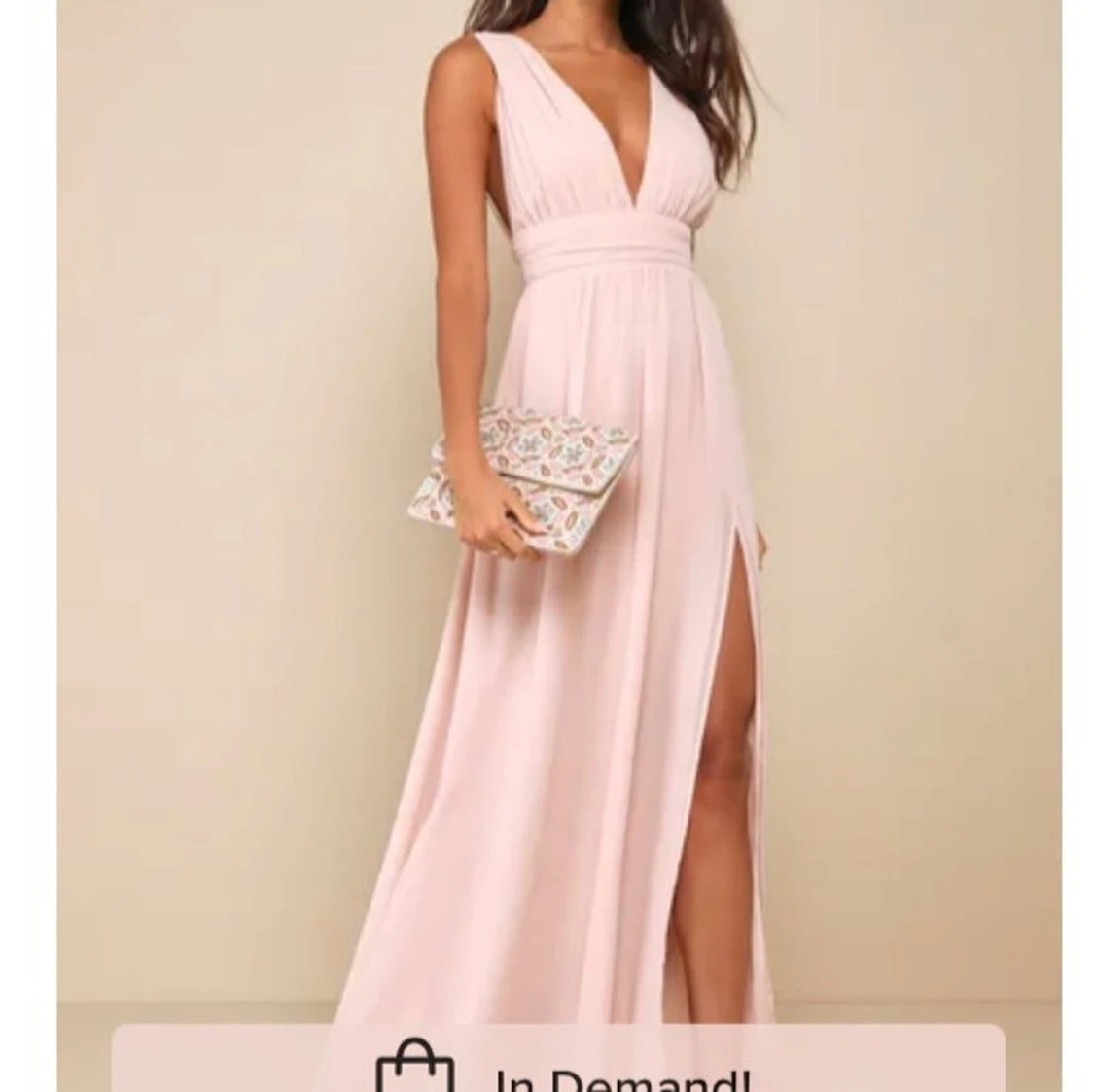 Rosa färgad långklänning med slits - 4