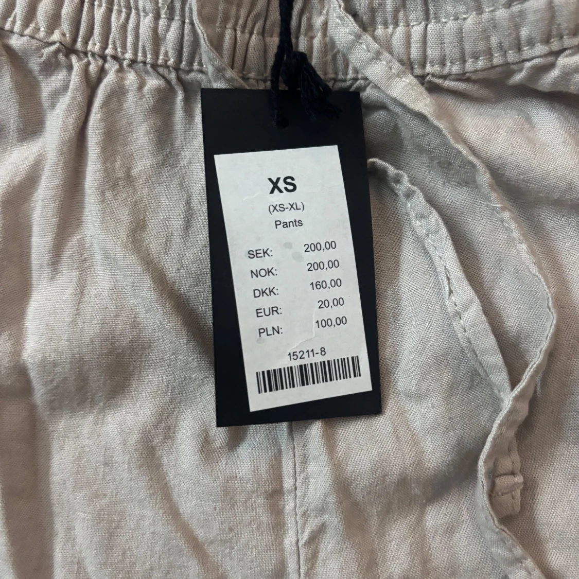 Beige linnebyxor med resårmidja - 90