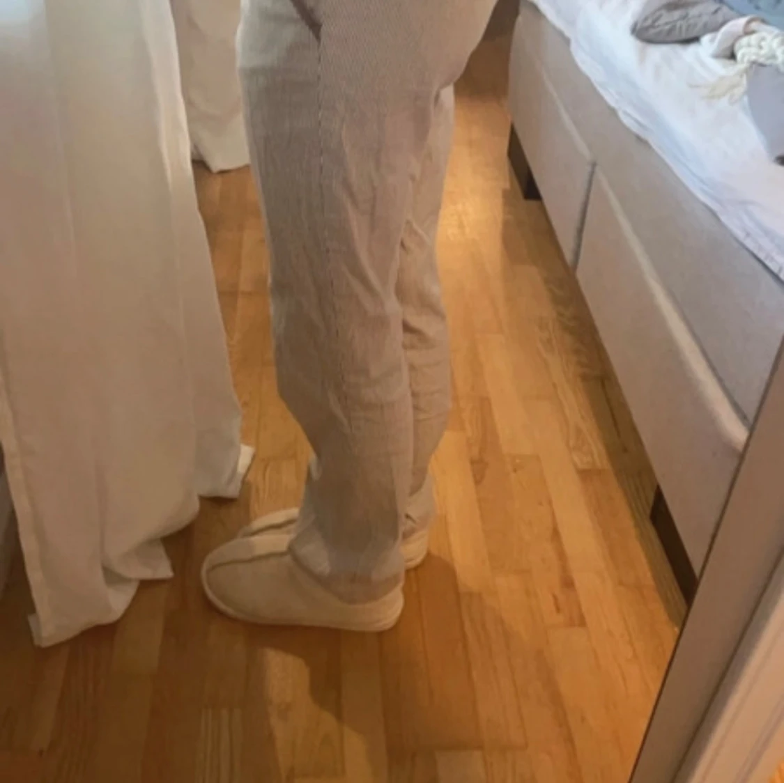 Beige bruna kostymbyxor  - 90