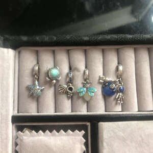 Söta berlocker i olika former - Säljer ett set med fem berlocker i silver 925. Köp alla för 400 eller 100kr styck. Perfekt för att dekorera armband eller halsband.