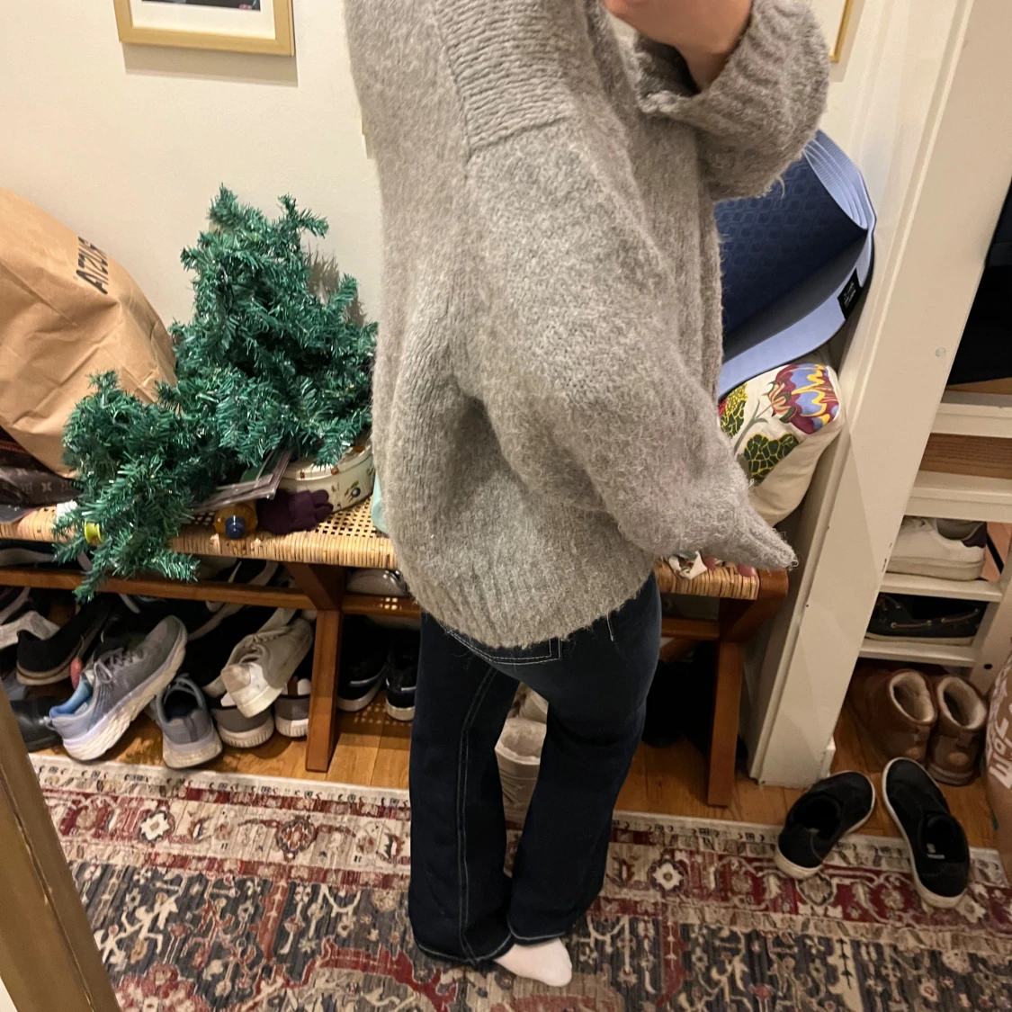 Grå stickad tröja - 90