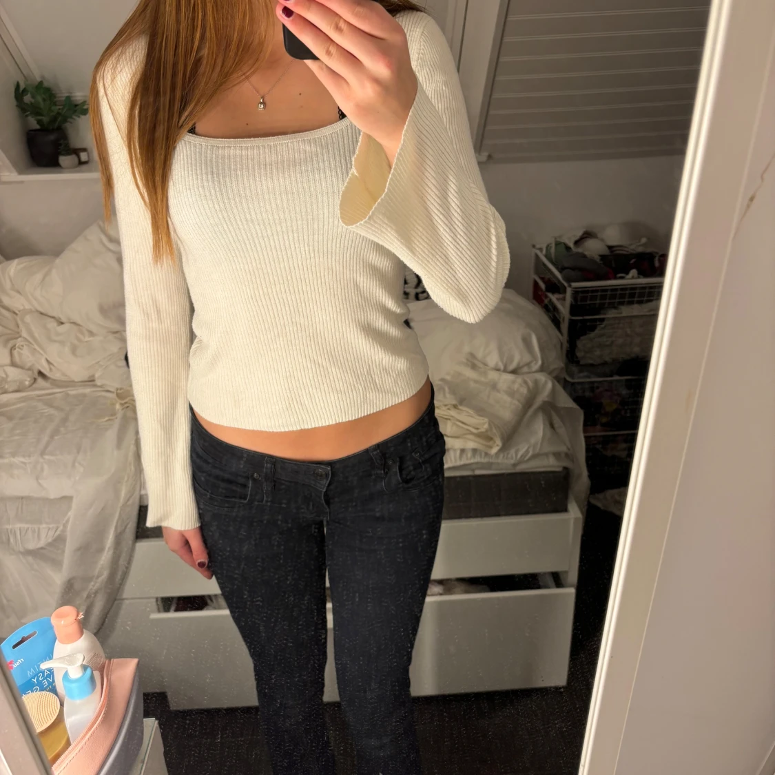 Vit ribbad tröja från Vila - 90