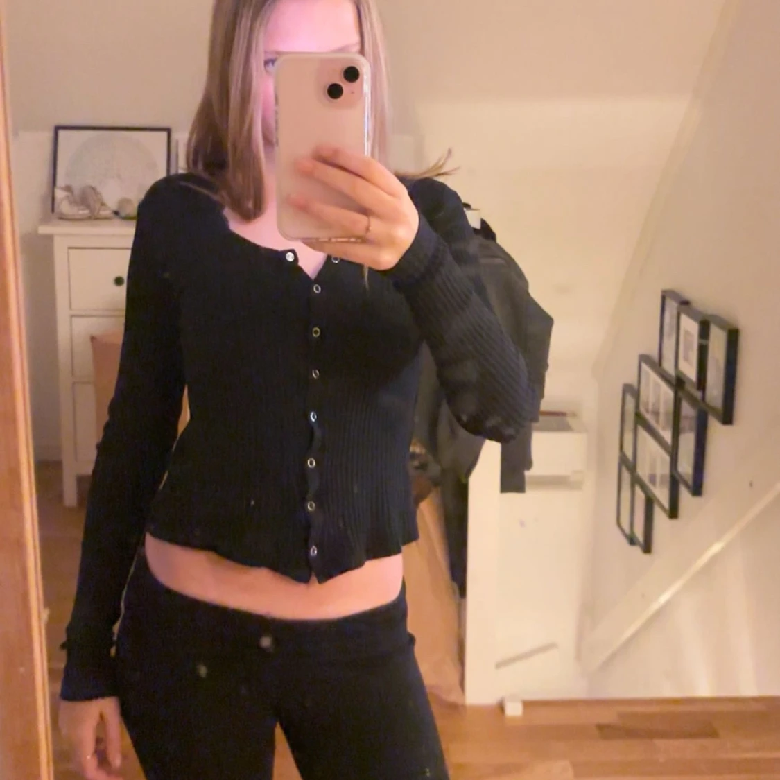 Svart ribbad kofta - 1