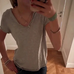 Grå t-shirt med dödskallemotiv - Grå zadig t-shirt med ett dödskallemotiv på ryggen, i bra skick. (Lånad bild)