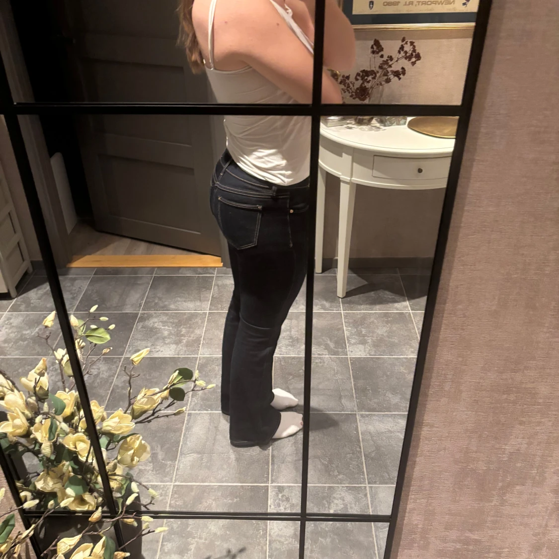 Mörkblå bootcut jeans - 90