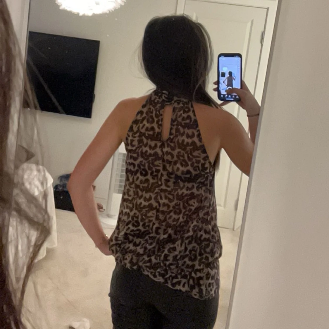 Leopardmönstrad halterneck topp - 90
