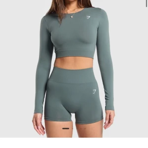 Gymshark långärmad magtröja  - En croppad långärmad träningströja från gymshark. Aldrig använd. Färgen är i teal  Nypris: 349kr Mitt pris: 250kr